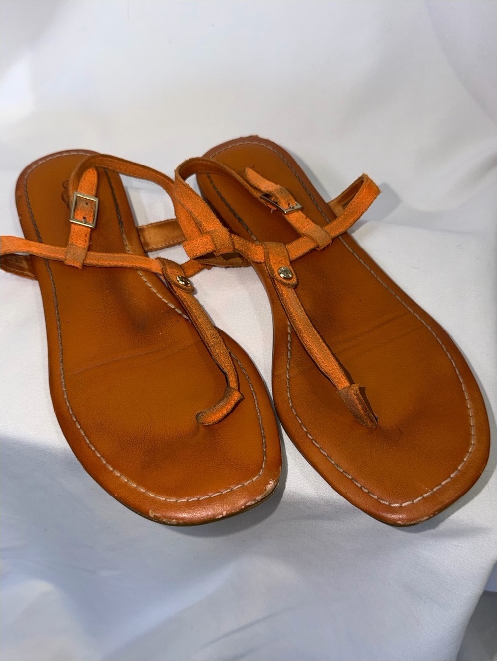 Uggs Women's Orange T-Strap Leather Sandals